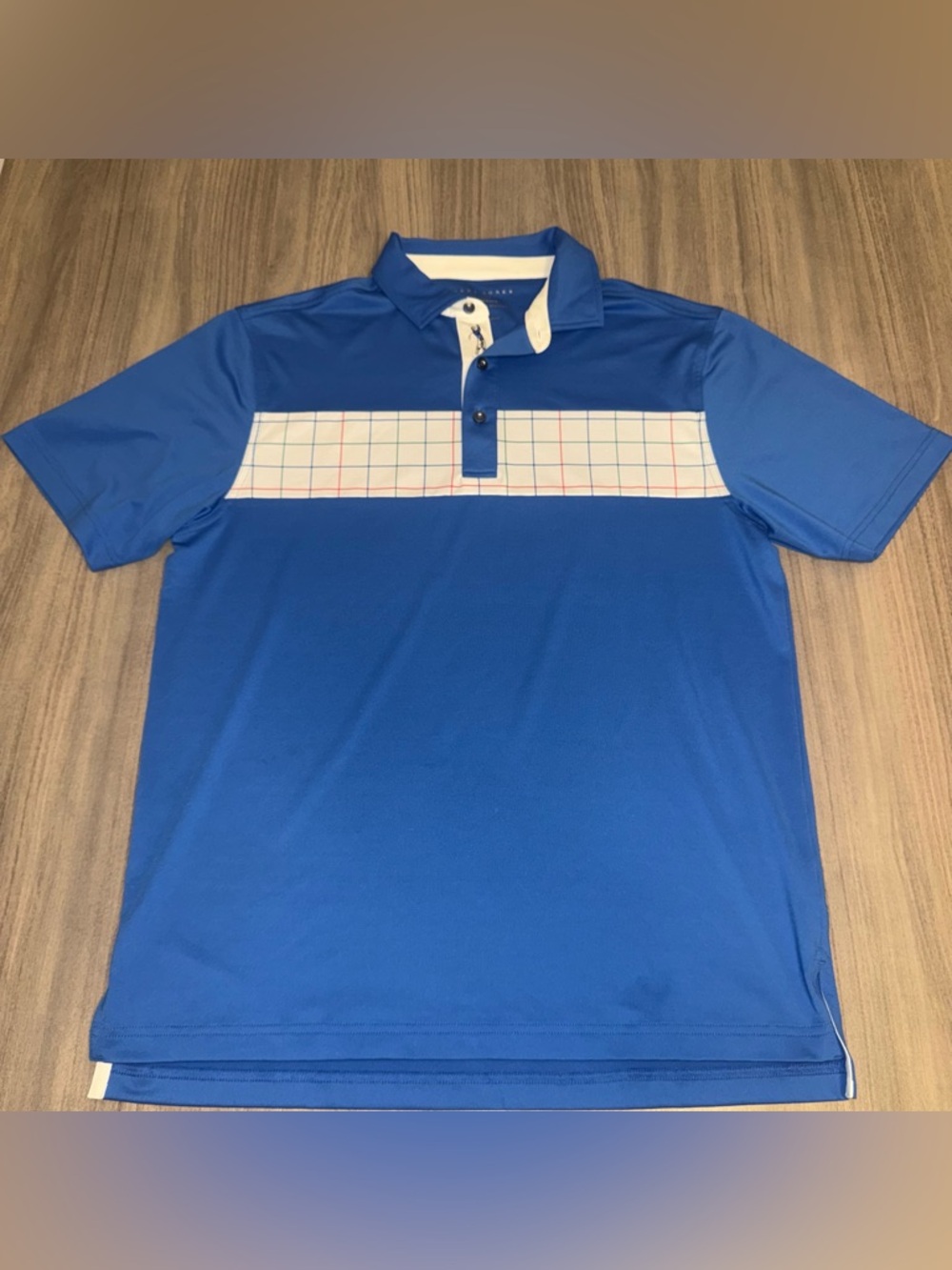 Bobby Jones Royal Blue Polo with White Grid Chest Stripe Size Medium